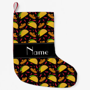 Personalisierter Name Black tacos sombreros Chili Kleiner Weihnachtsstrumpf
