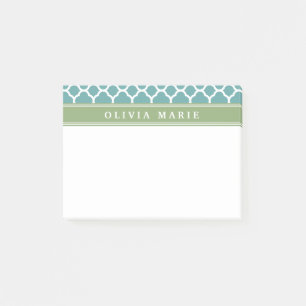 Personalisierter Name Blassblaues Quatrefolienmust Post-it Klebezettel