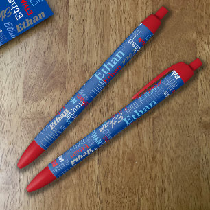 Personalisierter Name blau-grau typografisch Kugelschreiber