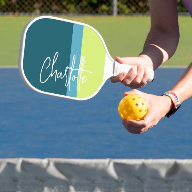 Personalisierter Name Blau grün Pickleball Schläger (InSitu)