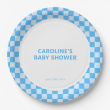 Personalisierter Name Blau Kariert Retro-Baby-Part