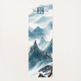 Personalisierter Name Blau Weißer Berg Ansicht Yogamatte