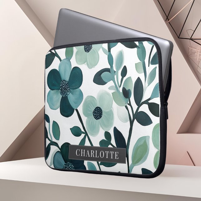Personalisierter Name Blaue Aqua Laptopschutzhülle (Von Creator hochgeladen)