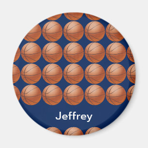 Personalisierter Name Blaues Hintergrund Basketbal Magnet