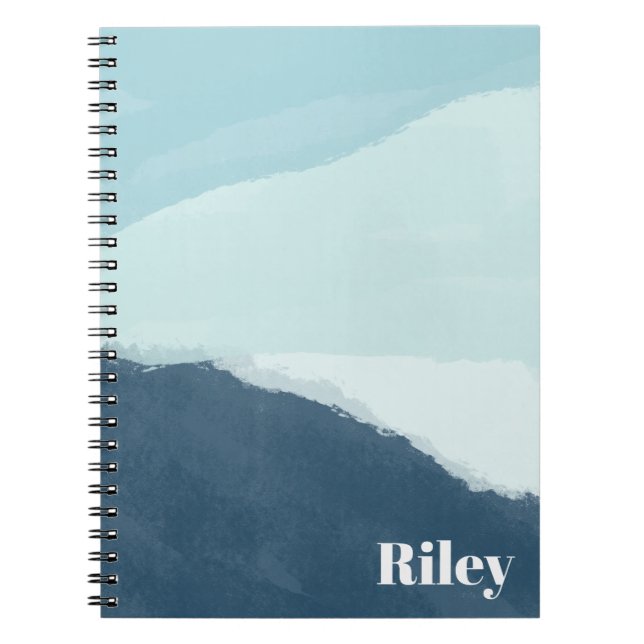 Personalisierter Name, Blue Watercolor Notebook Notizblock (Vorderseite)