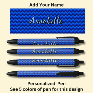 Personalisierter Name, Blue Zickzack Zig Zag Kugelschreiber