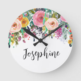 Personalisierter Name Boho BlumenzIMMER Kinderzimm Runde Wanduhr