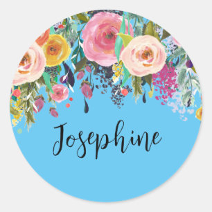 Personalisierter Name Boho BlumenzIMMER Kinderzimm Runder Aufkleber