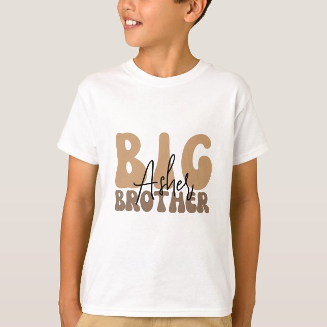 Personalisierter Name Boho Grossbruder Kleinkind T-Shirt (Vorderseite)