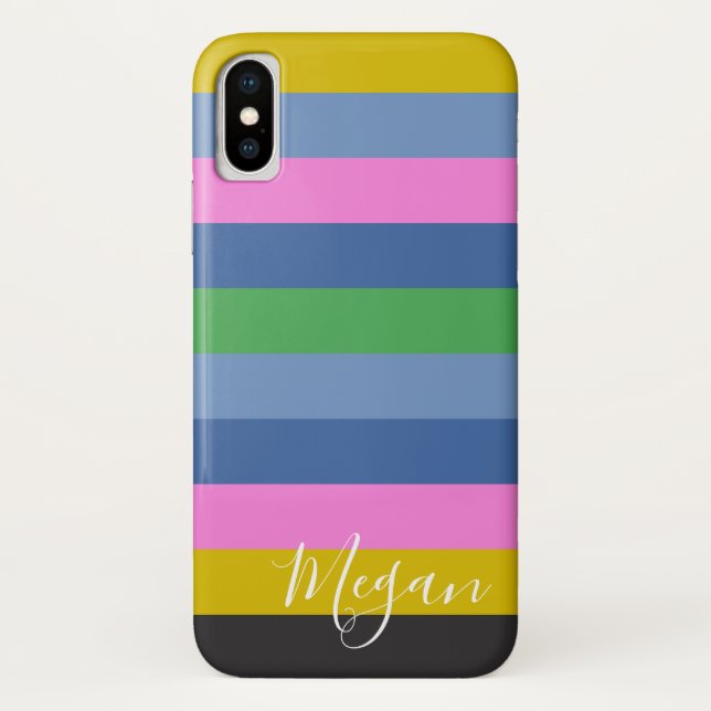Personalisierter Name Boho Stripe Case-Mate iPhone Hülle (Rückseite)