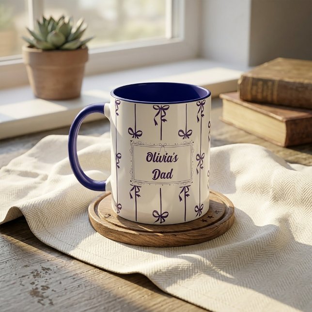 Personalisierter Name Bow Stripe Becher Geschenk f Tasse (Von Creator hochgeladen)