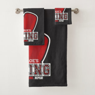 Personalisierter NAME Boxer Boxing Glove Prize Fig Badhandtuch Set