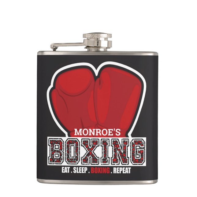 Personalisierter NAME Boxer Boxing Glove Prize Fig Flachmann (Vorderseite)
