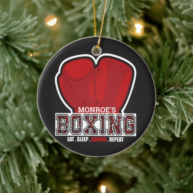 Personalisierter NAME Boxer Boxing Glove Prize Fig Keramik Ornament (Baum)