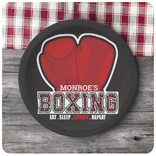 Personalisierter NAME Boxer Boxing Glove Prize Fig Pappteller