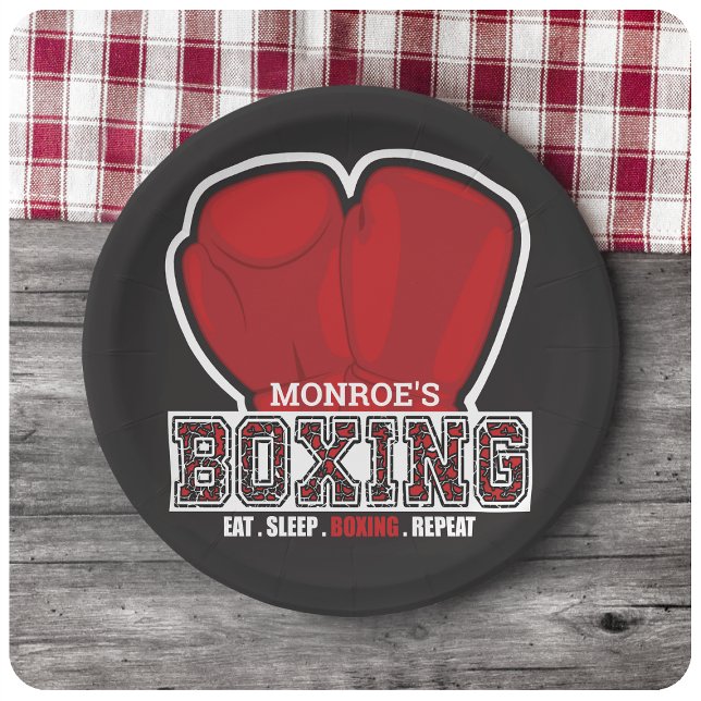 Personalisierter NAME Boxer Boxing Glove Prize Fig Pappteller (Von Creator hochgeladen)