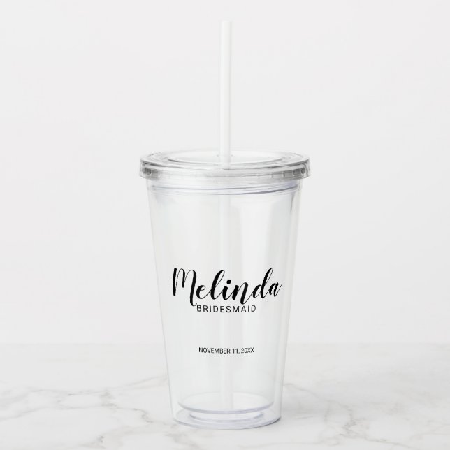 Personalisierter Name Bridesmaid Acrylic Tumbler Acryltrinkbecher (Vorderseite)