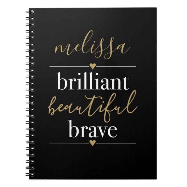 Personalisierter Name Brilliant Beautiful Brave Notizblock (Vorderseite)