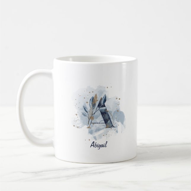 Personalisierter Name Buchstabe Anfangsbuchstabe A Kaffeetasse (Links)