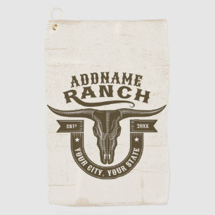 Personalisierter NAME Bullen-Schädel Western Ranch Golfhandtuch