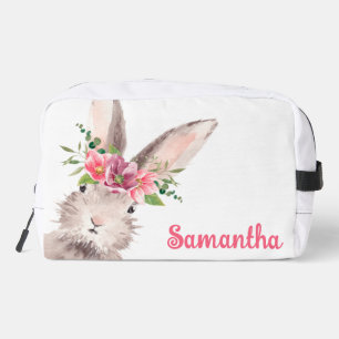 Personalisierter Name Bunny Rabbit Girl pink Waschbeutel