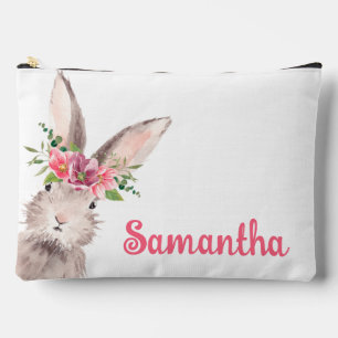 Personalisierter Name Bunny Rabbit Girl pink Zubehörtasche