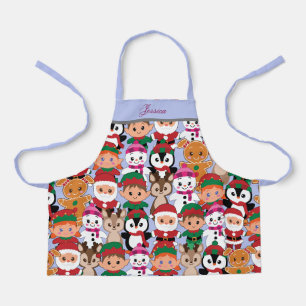 Personalisierter Name Bunter Teddy Weihnachten Schürze