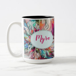 Personalisierter Name Buntglas abstrakt Zweifarbige Tasse