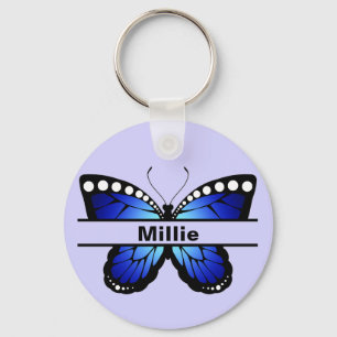 Personalisierter Name Butterfly Lavendel Schlüssel Schlüsselanhänger