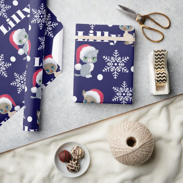 Personalisierter Name Cats Weihnachten Geschenkpapier (Kunsthandwerk)