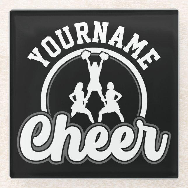 Personalisierter NAME Cheer Team Varsity Cheerlead Glasuntersetzer (Vorderseite)