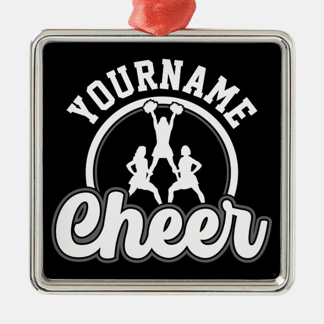 Personalisierter NAME Cheer Team Varsity Cheerlead Ornament Aus Metall (Vorne)