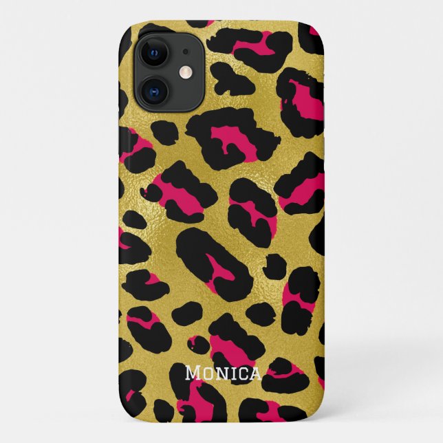 Personalisierter Name Chic Gold Glitter Schwarz Le Case-Mate iPhone Hülle (Rückseite)