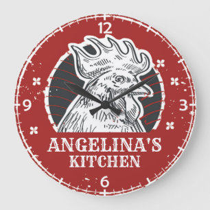 Personalisierter NAME - Chicken Kitchen - Kundenli Große Wanduhr