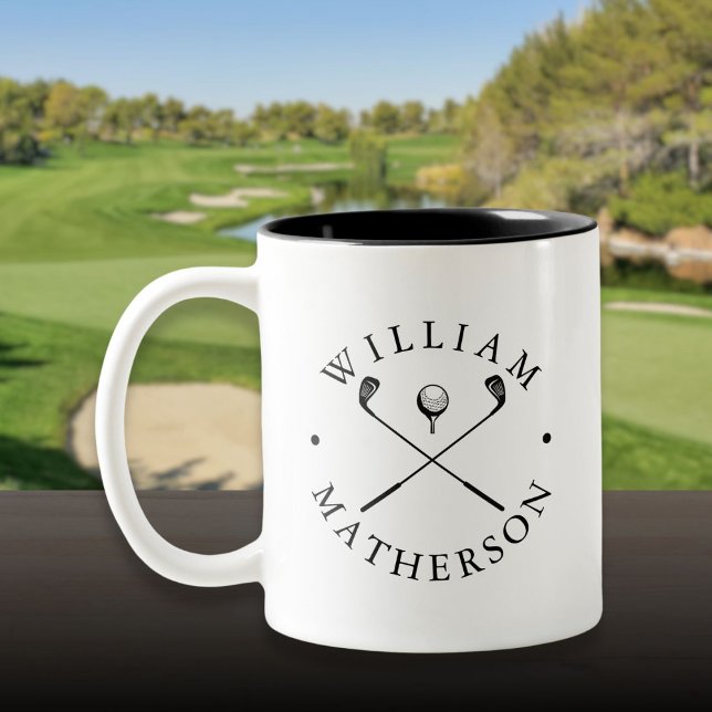 Personalisierter Name Classic Golf Clubs Zweifarbige Tasse (Personalized Name Classic Golf Clubs Two-Tone Coffee Mug)