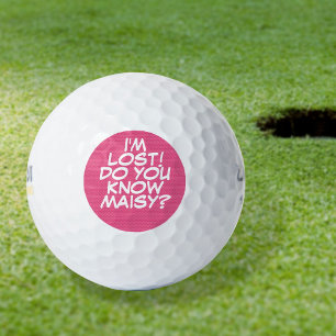 Personalisierter Name Comic Buch Rosa Verloren Golfball