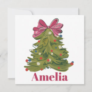 Personalisierter Name Coquette Weihnachtsbaum Mädc Feiertagskarte