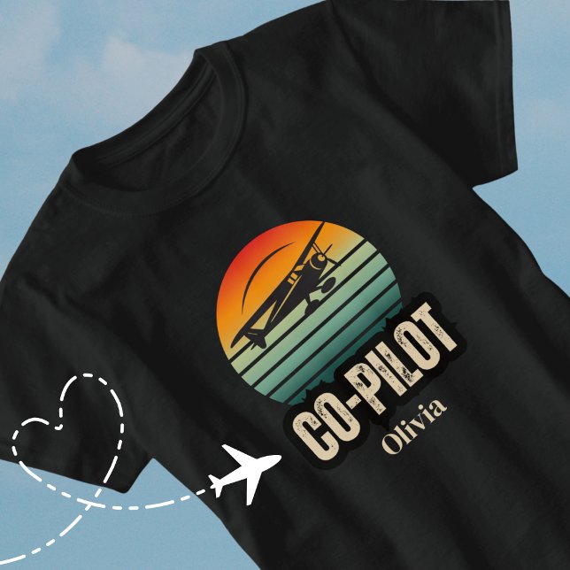 Personalisierter Name Couple Matching PILOT Sunset T-Shirt (Von Creator hochgeladen)