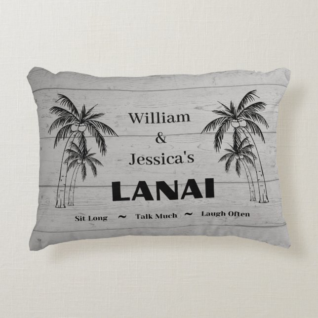 Personalisierter Name Custom Lanai Tropical Palm T Dekokissen (Vorderseite)