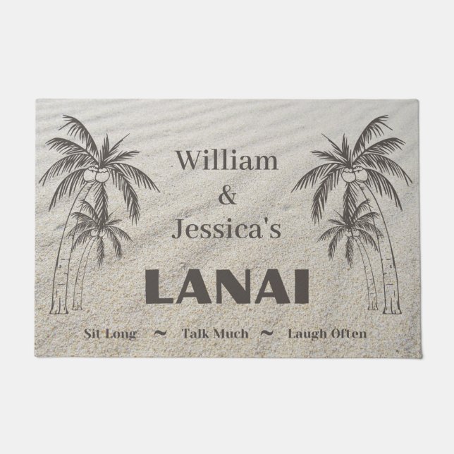 Personalisierter Name Custom Lanai Tropical Palm T Fußmatte (Vorderseite)
