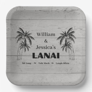 Personalisierter Name Custom Lanai Tropical Palm T Pappteller