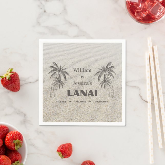 Personalisierter Name Custom Lanai Tropical Palm T Serviette (Beispiel)