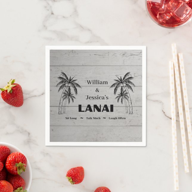 Personalisierter Name Custom Lanai Tropical Palm T Serviette (Beispiel)