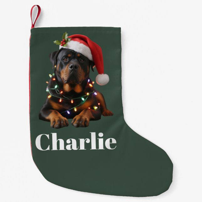 Personalisierter Name Custom Rottweiler Dog Weihna Kleiner Weihnachtsstrumpf (Vorderseite)