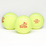 Personalisierter Name Custom Tennis Balls Red Tennisbälle<br><div class="desc">Custom Red Personalisiert Tennis Balls mit einem kühlen, modernen und unterhaltsamen Design, mit Platz für ein Jahr auf der Rückseite, Clubnamen oder Tennisschulen, oder Highschool-Initialen und Teamnamen, ideal für Tennispreise und neue Teammitglieder für das Jahr. Ändern Sie den Hintergrund und alle Farben, indem Sie auf 'Weitere Anpassung' klicken und ein...</div>