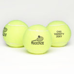 Personalisierter Name Custom Tennis Balls Tennisbälle<br><div class="desc">Maßgeschneiderte Personalisierte Tennisbälle mit kühlem, modernem und unterhaltsames Design mit Platz für ein Jahr auf der Rückseite, Clubname oder Tennisschulen, oder Highschool-Initialen und Teamname, ideal für Tennispreise und neue Teammitglieder für das Jahr. Ändern Sie den Hintergrund und alle Farben, indem Sie auf 'Weitere Anpassung' klicken und ein passendes Geschenk-Set von...</div>