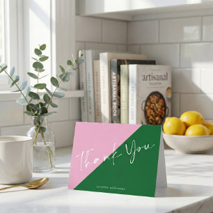 Personalisierter Name Cute Preppy Rosa und Grün  Dankeskarte
