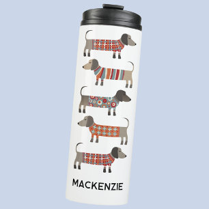 Personalisierter Name Dachshund Wiener Würstchen H Thermosbecher