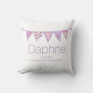 Personalisierter Name Daphne bunte lila Brauch Kissen