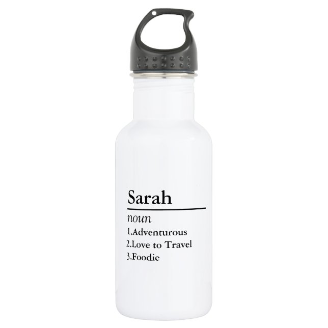 Personalisierter Name Definition Grau Satin Edelstahlflasche (Vorderseite)